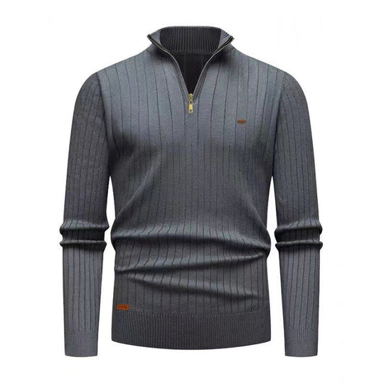 Herren Pullover mit modernem Reißverschluss und Rippenstruktur R&B