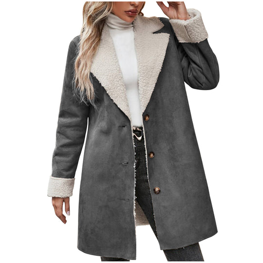 Damen kuscheliger Oversized-Mantel mit schickem Kragen R&B