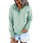 Damen Kapuzenpullover mit Knopfleiste und Taschen R&B
