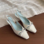Damen Slingback-Pumps mit eleganter Schleifenverzierung und komfortablem Blockabsatz