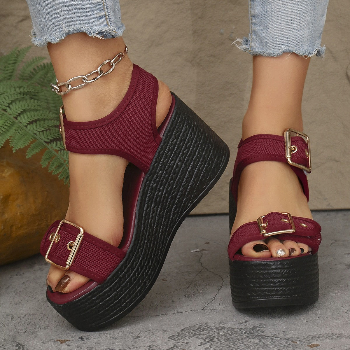 Damen Plattform-Sandalen aus atmungsaktivem Material R&B