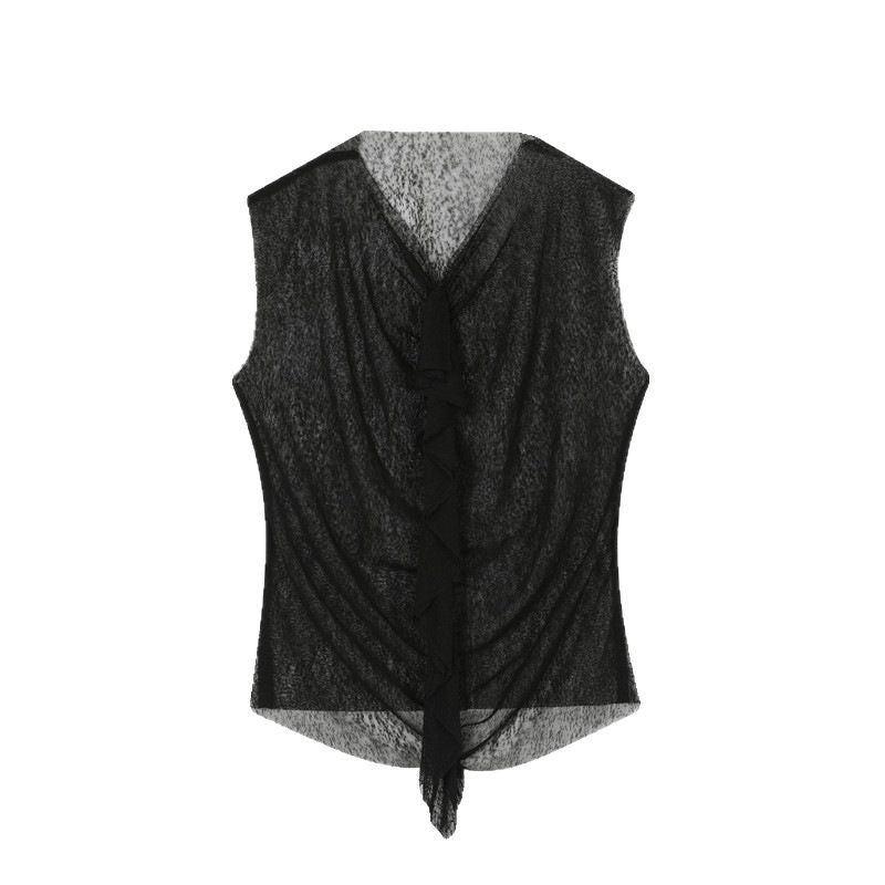 Herren modisches ärmelloses Oberteil mit transparentem Design und raffinierten Details R&B