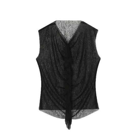 Herren modisches ärmelloses Oberteil mit transparentem Design und raffinierten Details R&B