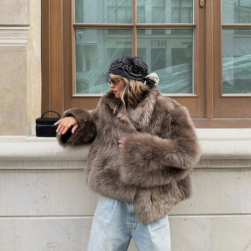 Damen Kurze Felljacke R&B