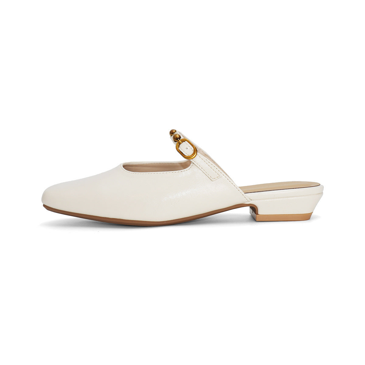 Damen elegante Mules mit dekorativem Riemen und glänzender Schnalle