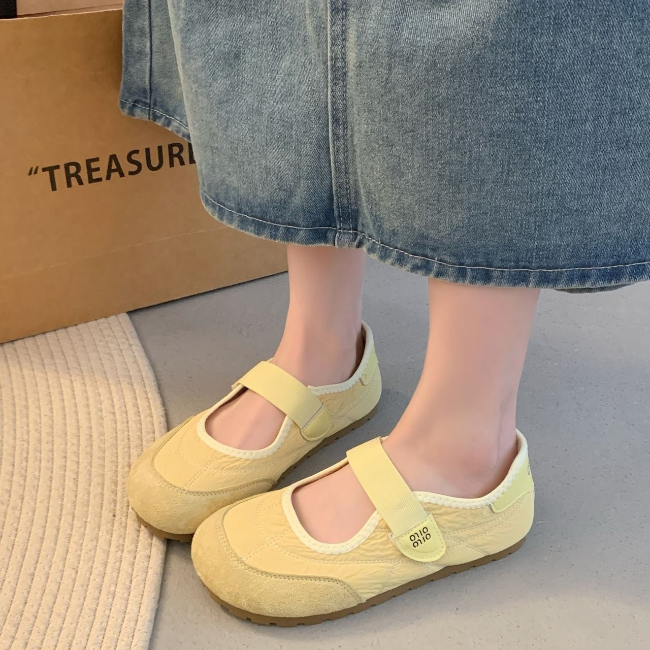 Damen Komfortable Ballerinas mit verstellbarem Riemen