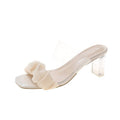 Damen Mules mit transparentem Blockabsatz und Rüschenakzent R&B