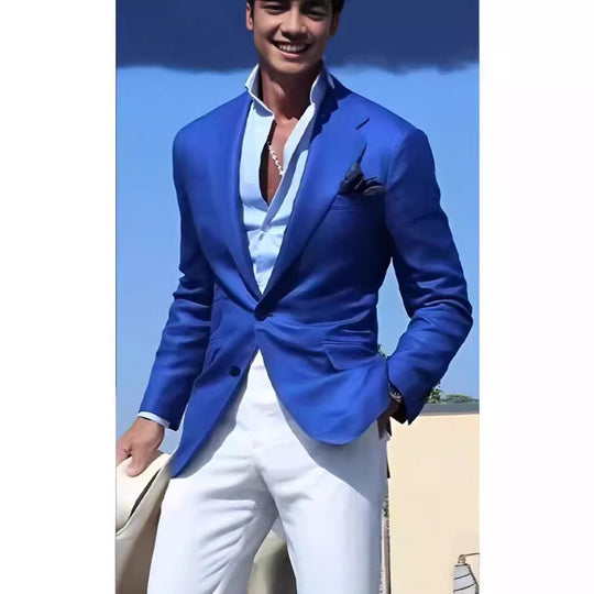 Herren eleganter Leinenblazer mit schmalem Schnitt R&B