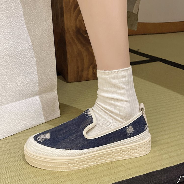 Damen Slip-On Sneaker mit lässigem Denim-Design und elastischem Einstieg R&B