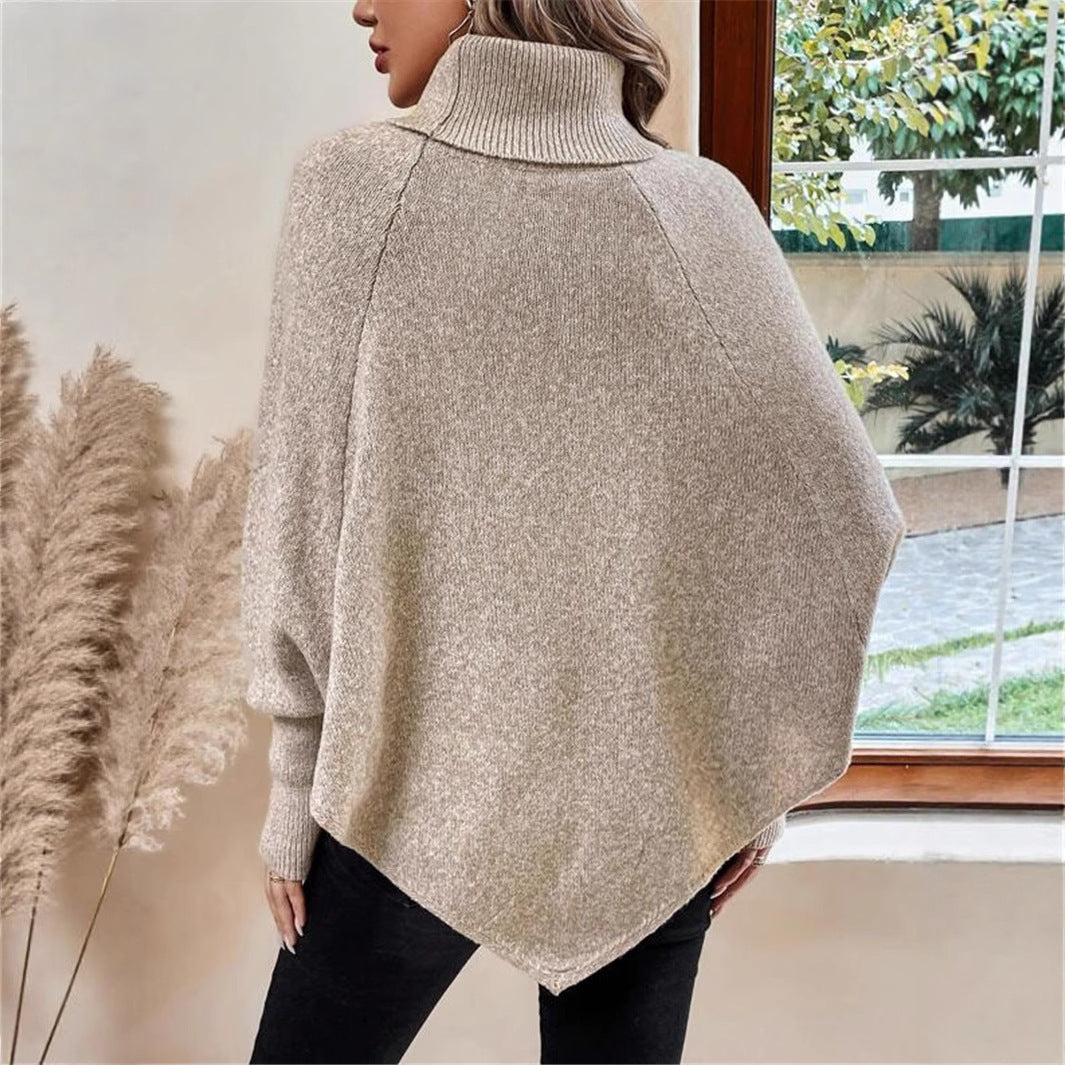 Damen Oversized Strickpullover mit Rollkragen und Knopfdetails R&B