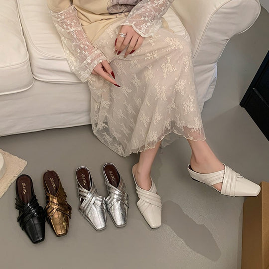 Damen elegante Mules mit geschwungenem Design R&B