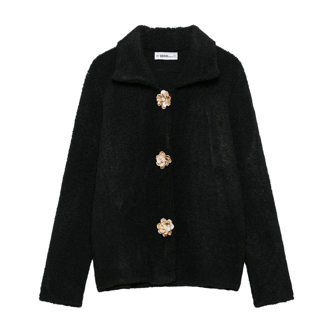 Damen elegante Strickjacke mit dekorativen Knopfdetails R&B