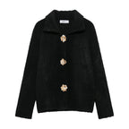 Damen elegante Strickjacke mit dekorativen Knopfdetails R&B