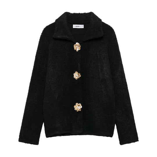 Damen elegante Strickjacke mit dekorativen Knopfdetails R&B