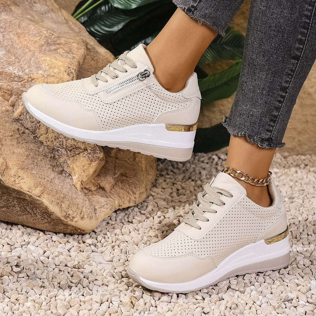 Damen Komfortable Sneaker mit dekorativen Reißverschluss R&B