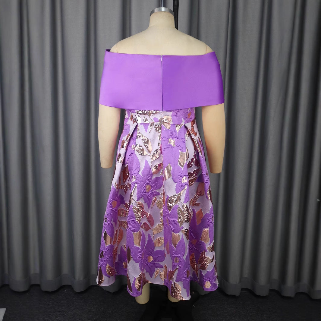 Damen Elegantes Abendkleid mit schulterfreier Applikation und floralen Motiven R&B