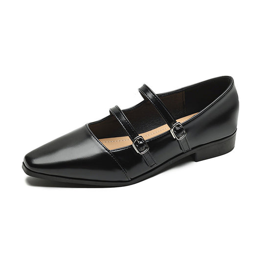 Damen elegante Ballerinas mit doppeltem Riemchen und modischen Schnallen R&B