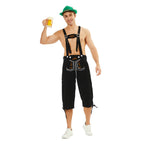 Herren nan traditionelle bayerische Trachtenlederhose knielang mit bestickten Hosenträgern R&B