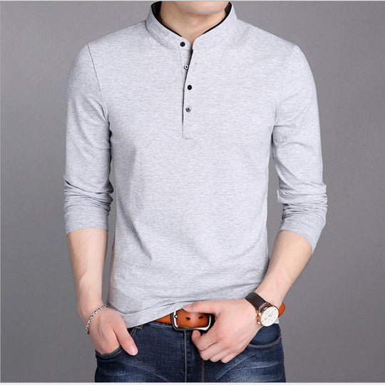 Herren Langarm-Henley-Shirt mit modernem Schnitt und hochwertiger Baumwolle R&B