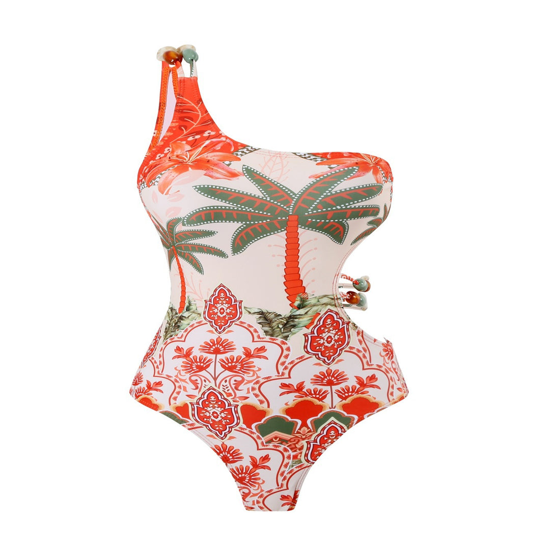 Damen Einteiler Badeanzug mit modischem Cut-Out und passendem Strandrock R&B