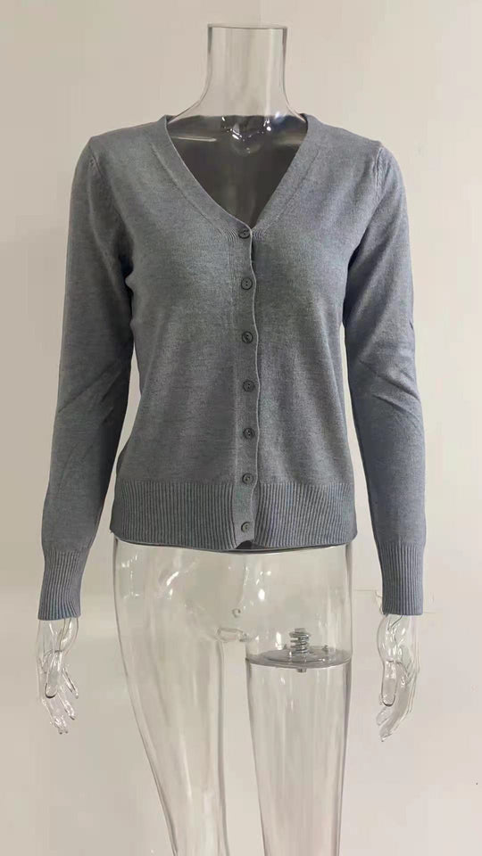 Damen V-Ausschnitt Strickjacke mit Knopfdetails R&B