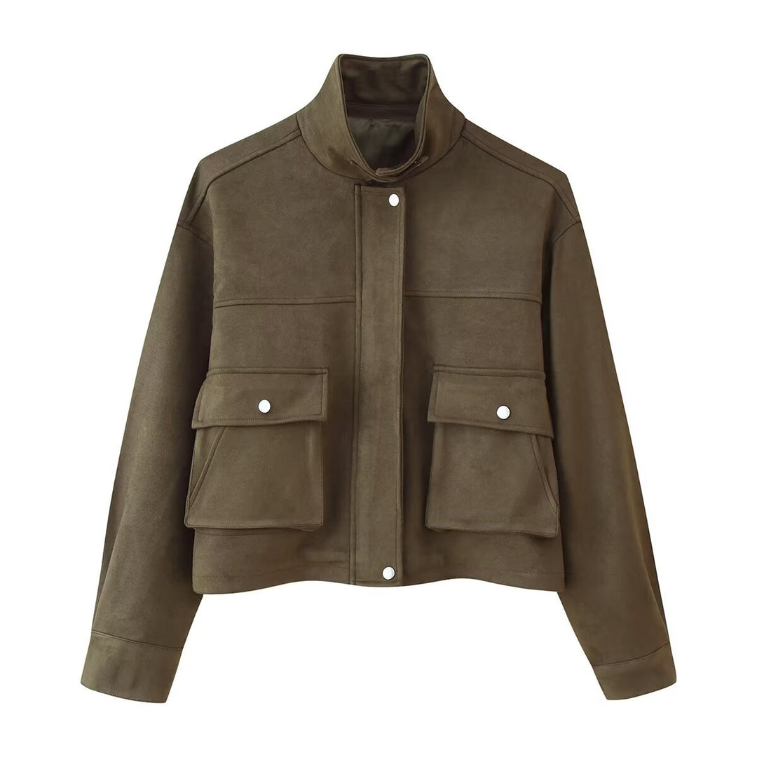 Damen Stilvolle Kurzjacke mit aufgesetzten Taschen R&B