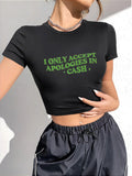 Damen Crop-T-Shirt mit künstlerischem Statementdruck R&B
