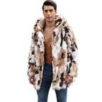 Herren Eleganter Kunstpelz-Mantel mit auffälligem Tiermuster R&B