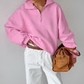 Damen lässiger Oversized Pullover mit Reißverschluss R&B