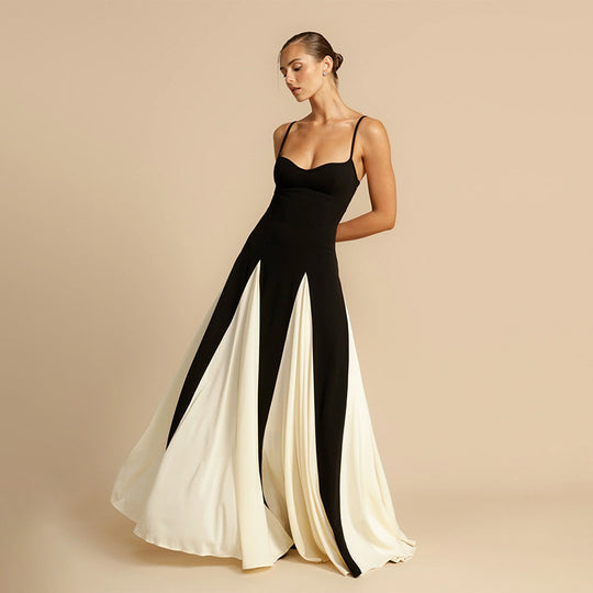 Damen Elegantes Maxi-Kleid mit tiefem V-Ausschnitt und seitlichen Drapierungen R&B