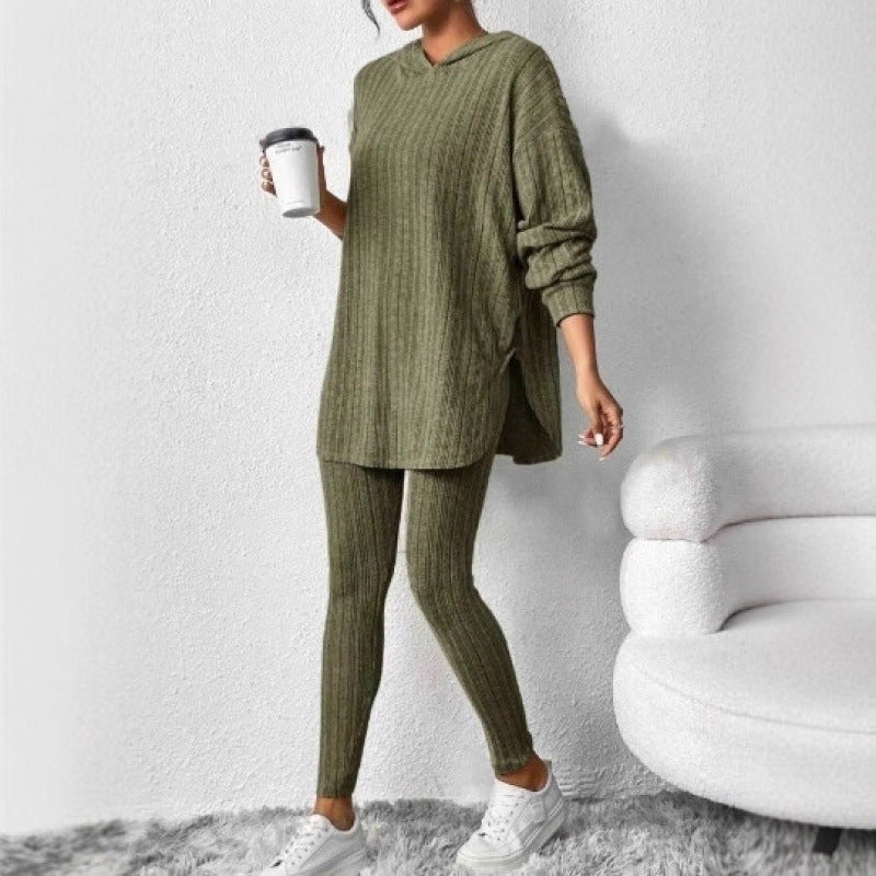 Damen Bequemes Lounge-Set mit Kapuze und schmalen Hosen R&B