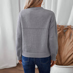 Damen modischer Strickpullover mit strukturiertem Design und lässigem Schnitt