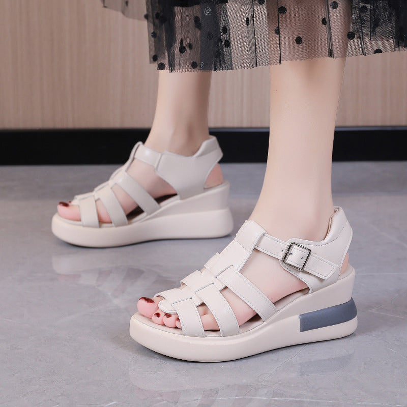 Damen komfortable Wedge-Sandalen mit geflochtenem Riemendesign R&B