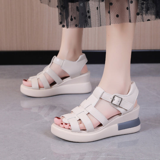 Damen komfortable Wedge-Sandalen mit geflochtenem Riemendesign R&B