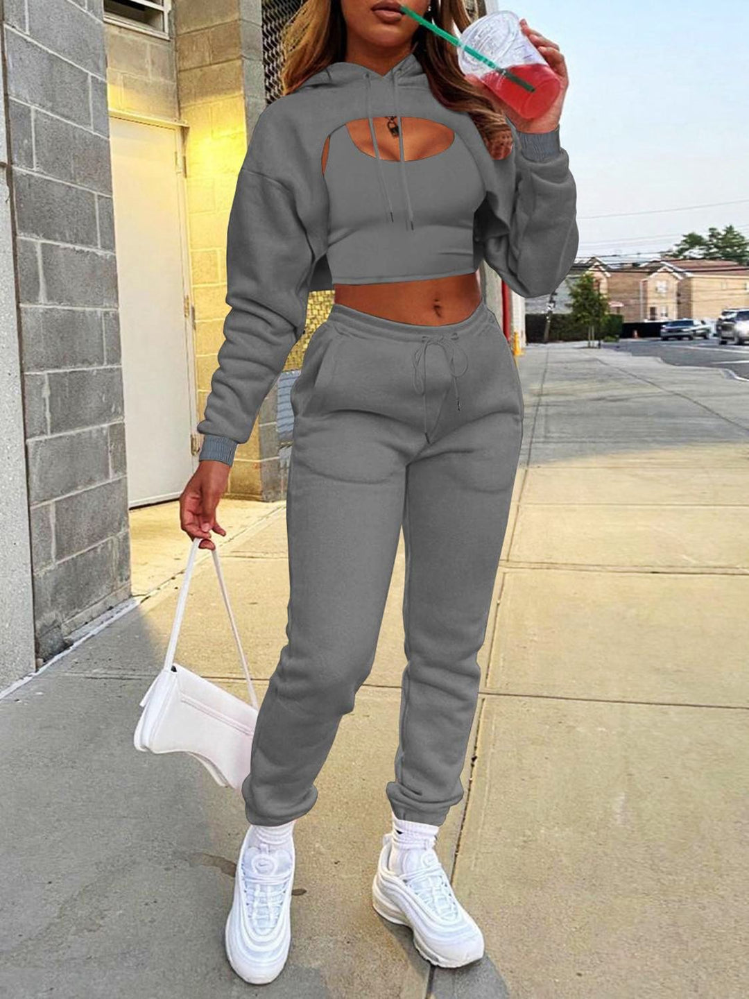 Damen Sportliches Zweiteiliges Set mit kreativem Cut-Out R&B