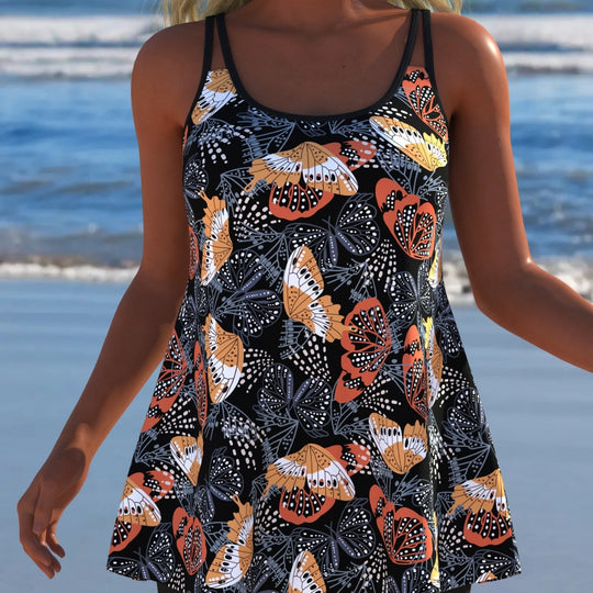 Damen Schwimmanzug mit modischem A-Linien-Schnitt und floralem Design R&B