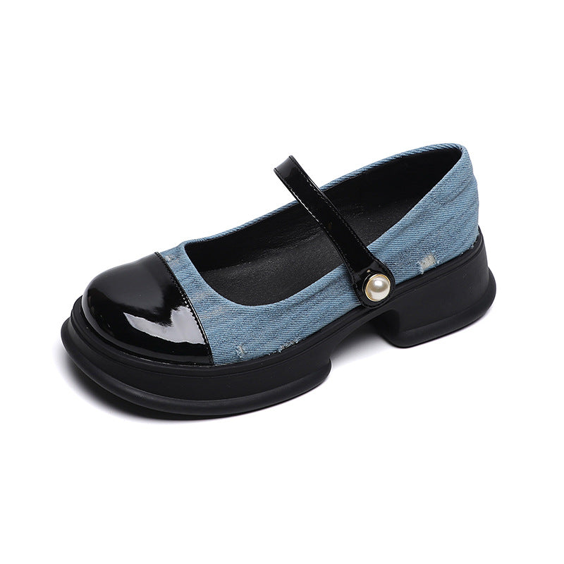 Damen Mary-Jane Schuhe mit modischem Riemen und komfortablem Blockabsatz R&B