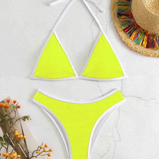 Damen Triangel-Bikini-Set mit kontrastierenden Borten R&B