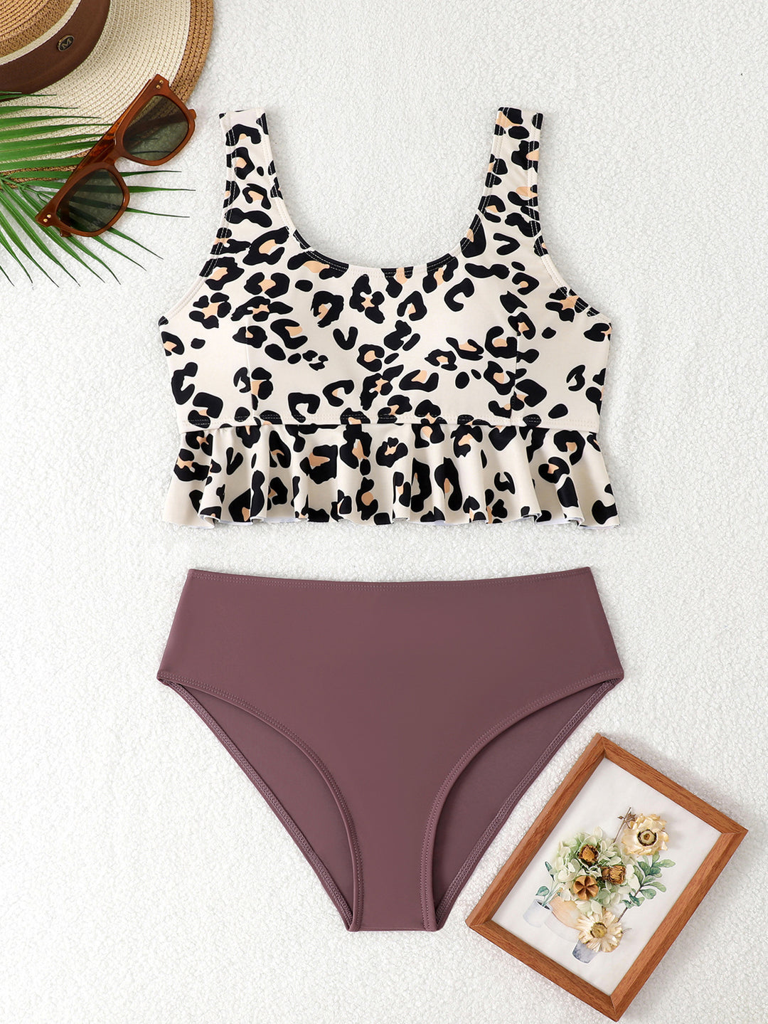 Damen Tankini-Set mit modischem Rüschendesign und hohem Schnitt R&B