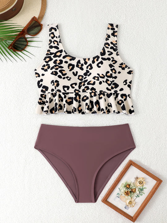Damen Tankini-Set mit modischem Rüschendesign und hohem Schnitt R&B