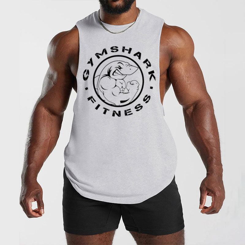 Herren nan ärmelloses Muskelshirt mit extra tiefen Armöffnungen und großem Logodruck R&B