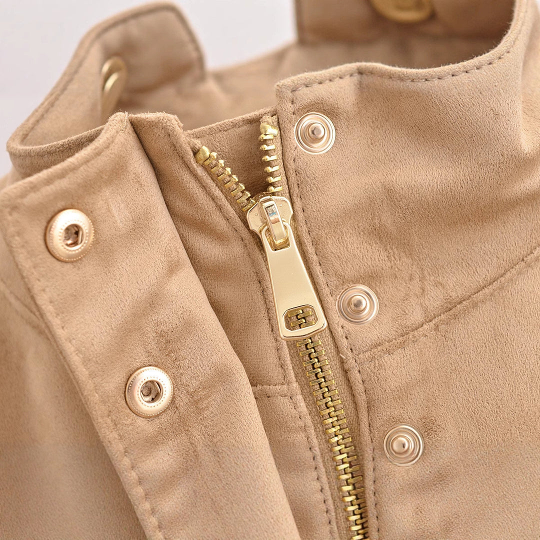 Damen Kunstlederjacke mit Stehkragen und praktischen Eingrifftaschen R&B