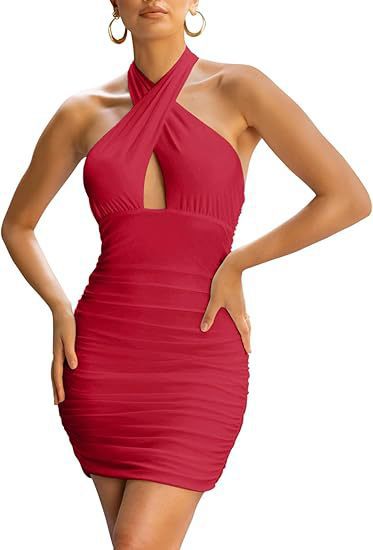 Damen Bodycon-Kleid mit raffiniertem Wickeldesign und ausgeschnittenem Dekolleté R&B