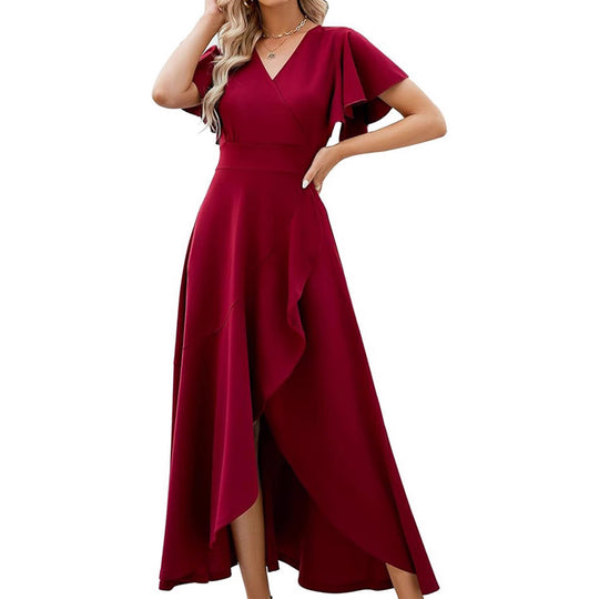 Damen Elegantes Maxikleid mit fließendem Rock und Rüschendetails R&B