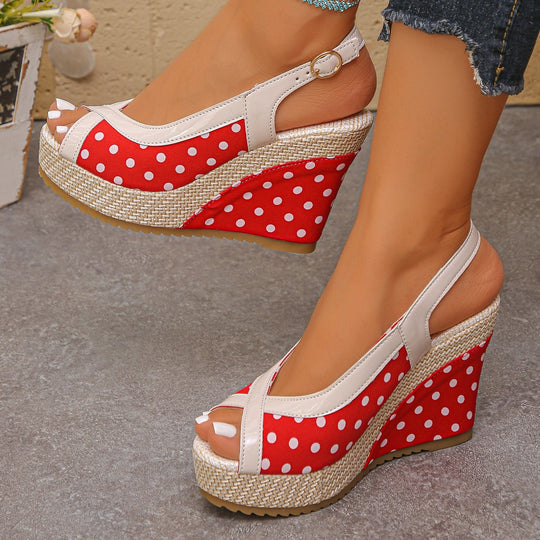 Damen Wedge-Sandalen mit verspieltem Punkte-Design und komfortablem Fußbett R&B