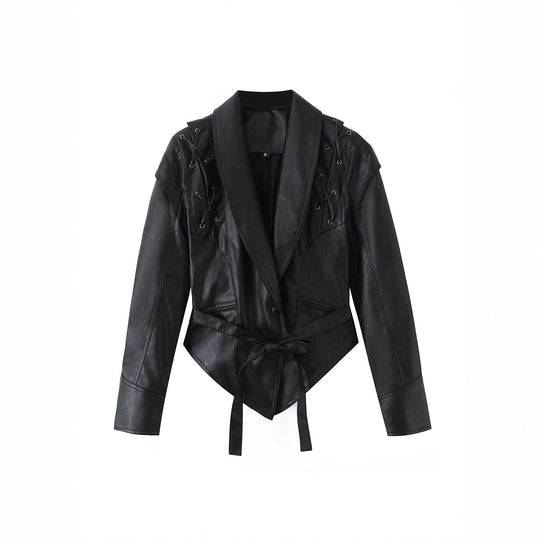 Damen Bikerblazer mit Schnürdetails