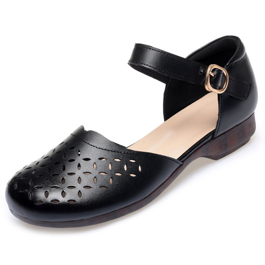 Damen Ballerinas mit elegantem Lochmuster und verstellbarem Riemen R&B