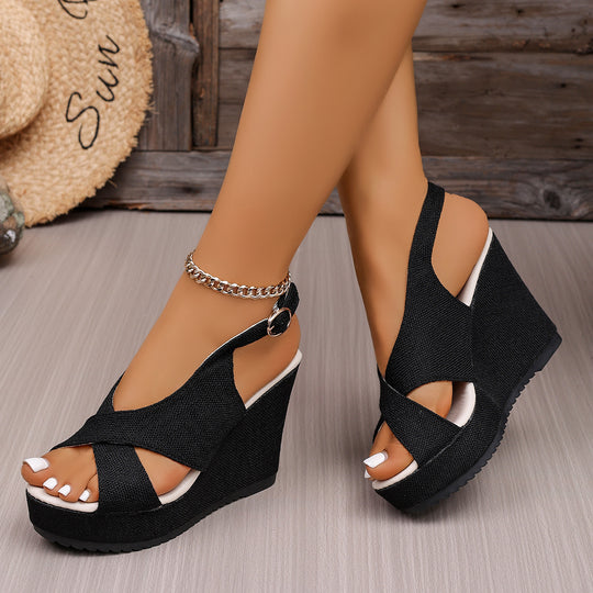 Damen Wedge-Sandalen mit eleganter Schnalle und komfortablem Fußbett R&B