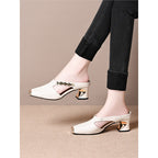Damen elegante Sling-Pumps mit modischem Blockabsatz und glänzenden Akzenten R&B