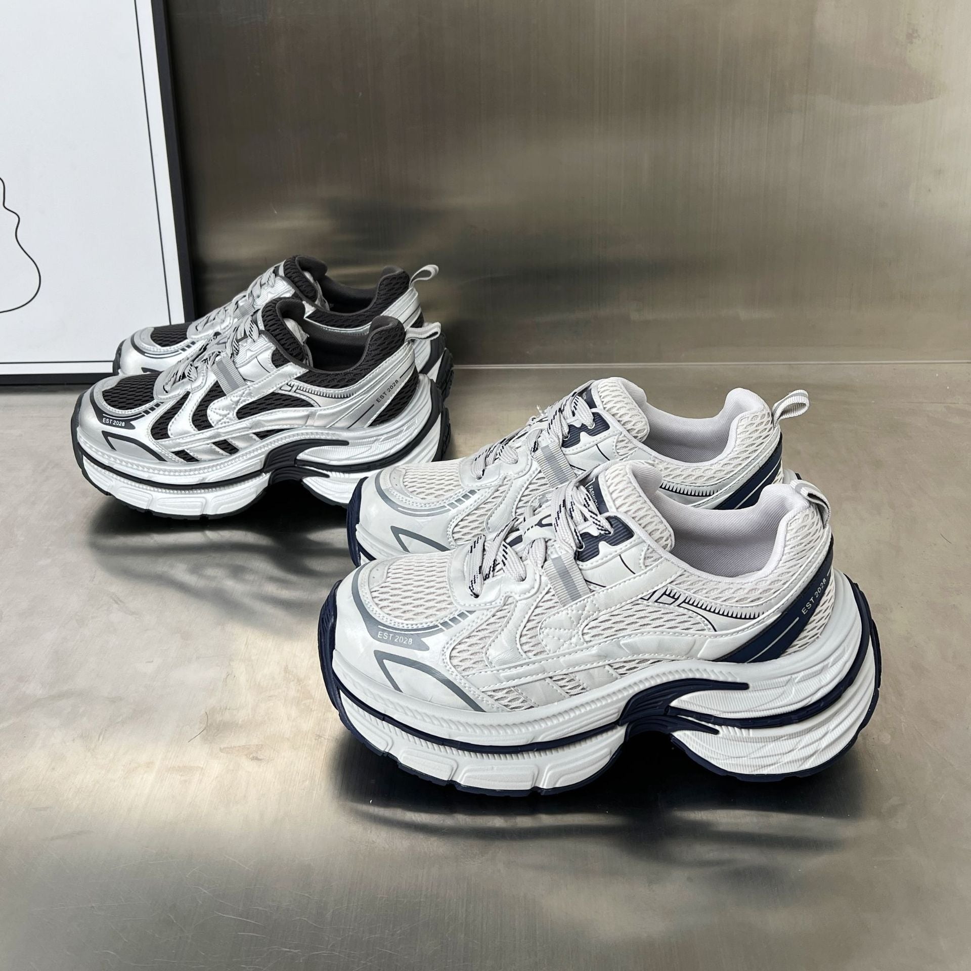 Damen trendige Sneakers mit ausgeglichener Dämpfung und atmungsaktiver Mesh-Oberfläche R&B